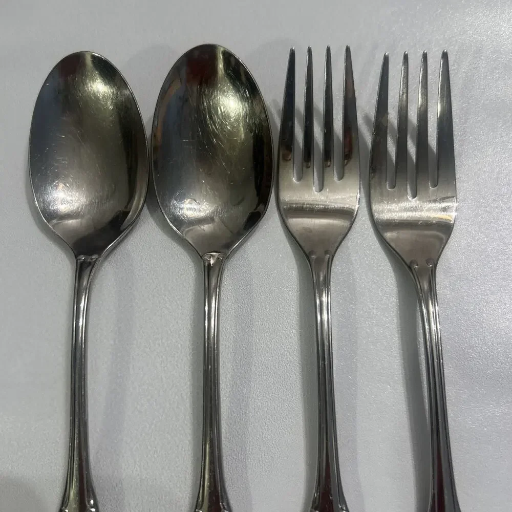 Reed & Barton CAMELOT Set of 4 Flatware 2 Teaspoons 2 Salad Forks 6.5” Stainless